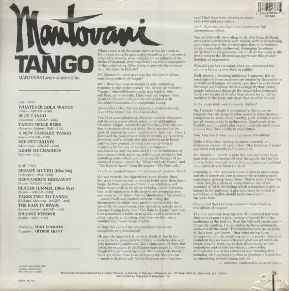 Mantovani Tango (LP, Cut-Out)