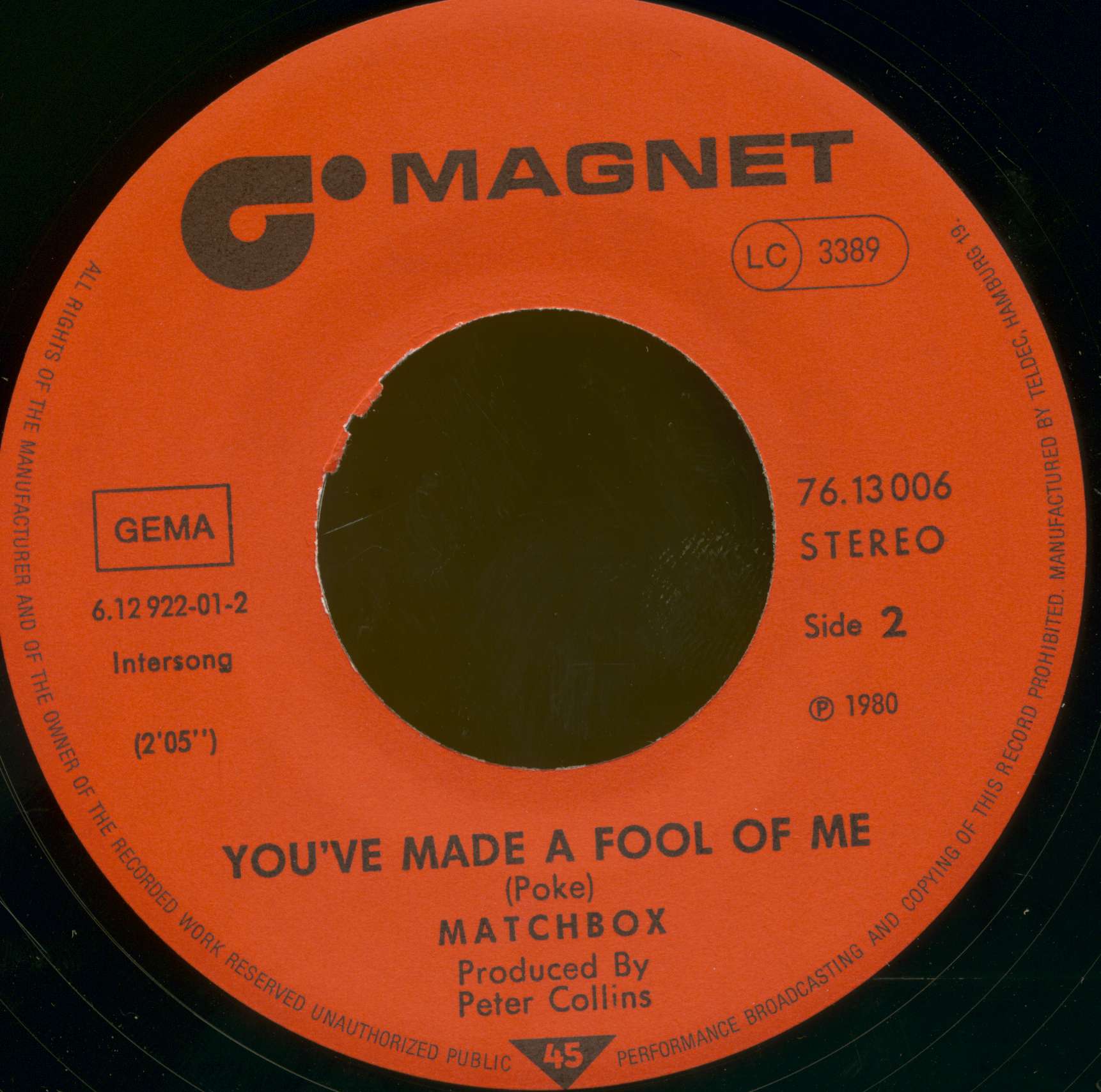Matchbox 7inch When You Ask About Love You've Made A Fool Of Me