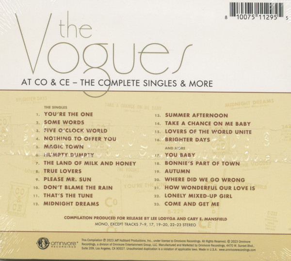 The Vogues At Co & Ce - The Complete Singles & More (CD)