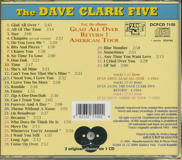 Complete History Vol.1 - Glad All Over - Return - American Tour (CD)