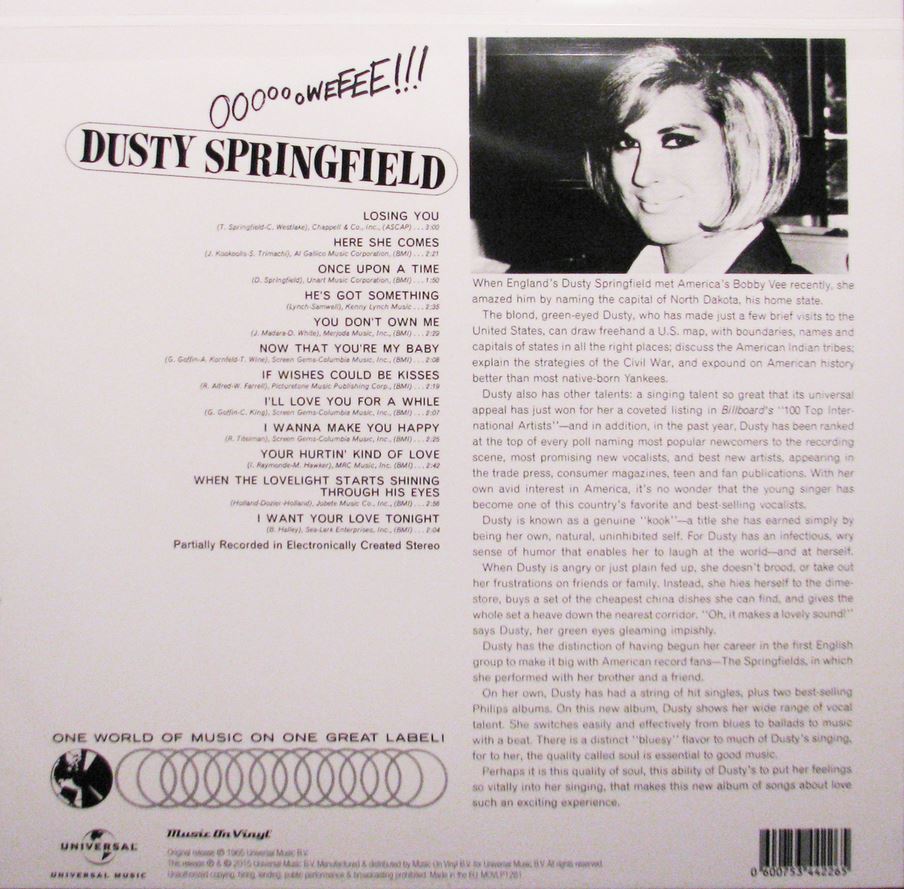 Dusty Springfield LP: Ooooooweeee!!! (LP, 180g Vinyl) - Bear Family Records