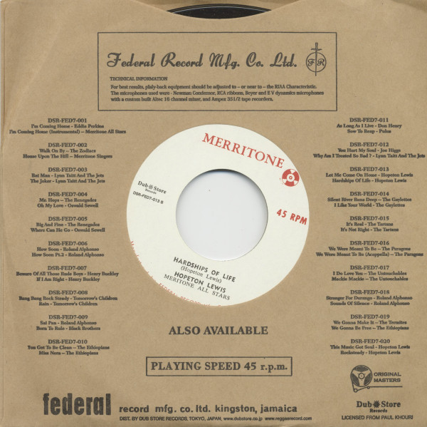 Let Me Come On Home - Hardships Of Life (7inch, 45rpm)