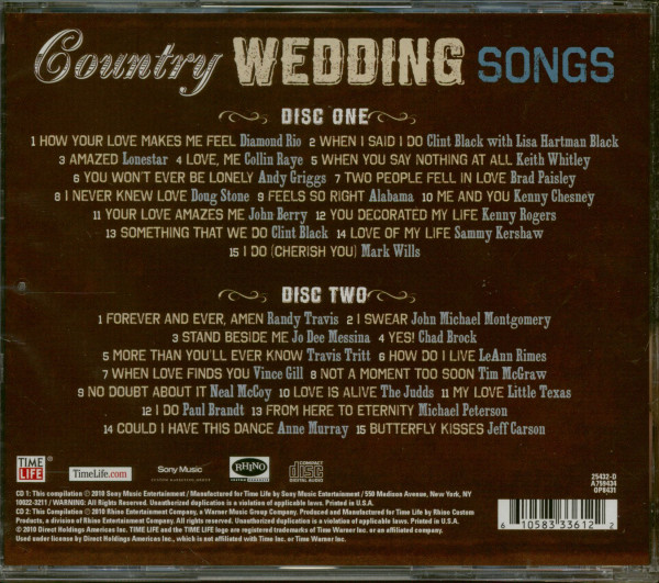 Country Wedding Songs (2-CD)
