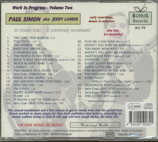 Work In Progress, Vol.2 - Early Recordings, Demos & Outtakes (CD)