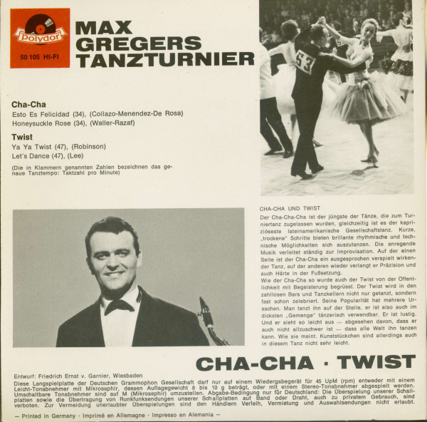 Max Gregers Tanz Turnier - Cha-Cha & Twist (7inch, 45rpm, EP, PS)