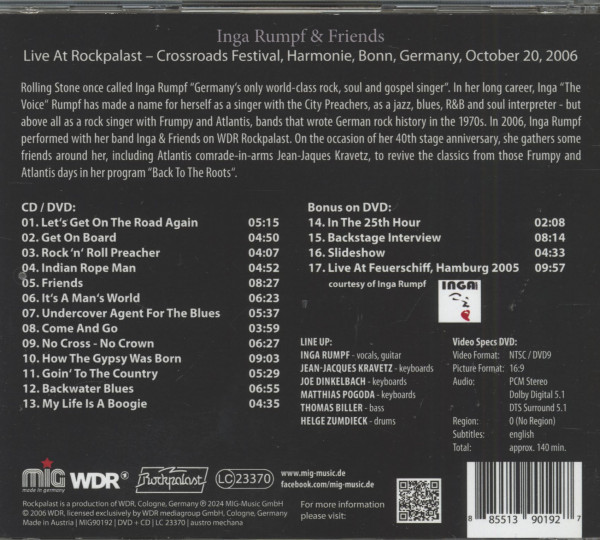 Inga Rumpf & Friends - Live At Rockpalast 2006 (CD + DVD)