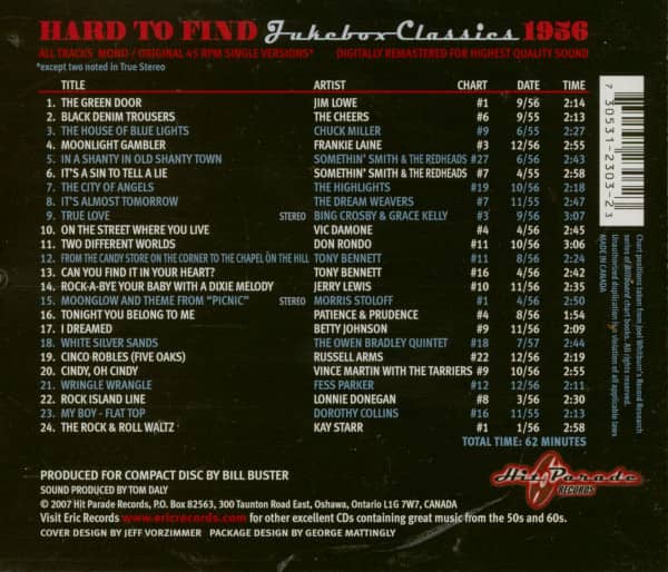 Hard To Find Jukebox Classics 1956 (CD)