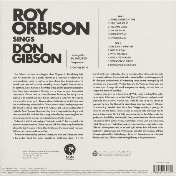 Roy Orbison Sings Don Gibson (LP, 180g Vinyl)