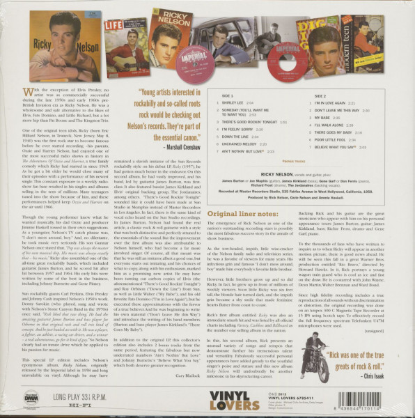 Ricky Nelson (LP, 180g Vinyl, Ltd.)