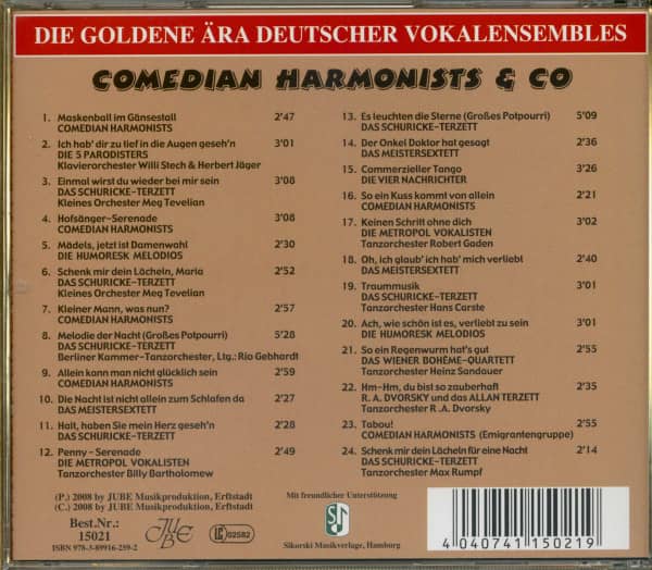 Comedian Harmonists & Co - Die goldene Ära deutscher Vokalensembles (CD)