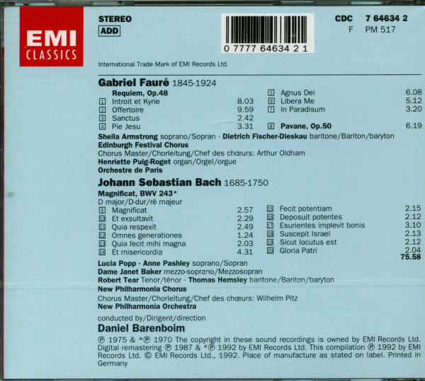 Requiem Op. 48 & Pavane Op. 50 & Magnificat BWV 243 (CD)