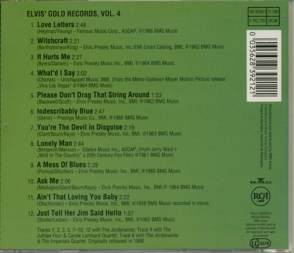 Elvis' Gold Records Volume 4 (CD)