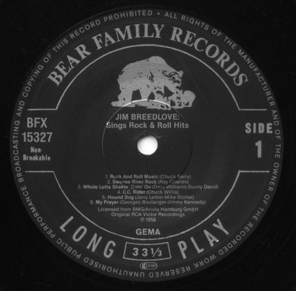 Jim Breedlove Sings Rock & Roll (LP)