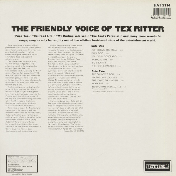The Friendly Voice Of Tex Ritter (LP)