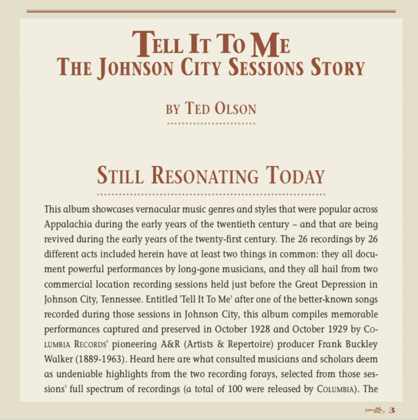 Tell It To Me - The Johnson City Sessions - Revisted (CD)