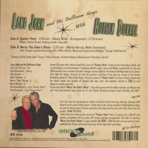 Long John & His Ballroom Kings with Huelyn Duvall (7inch, 45rpm, SC, PS)