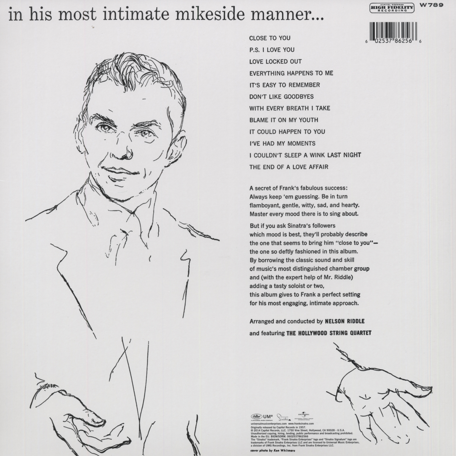 Frank Sinatra LP Close To You (LP, 180g Vinyl) Bear Family Records