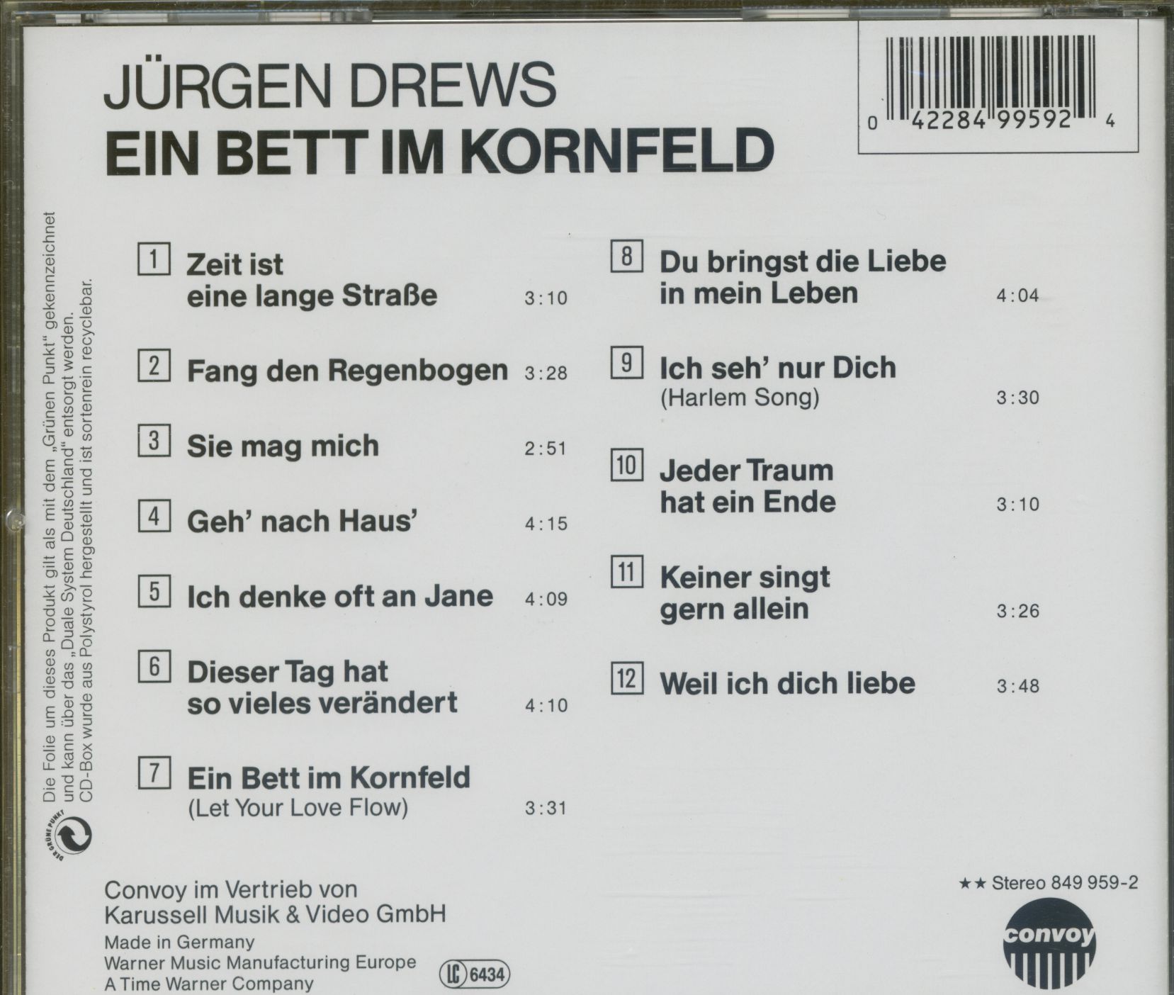 Jürgen Drews CD: Ein Bett im Kornfeld (CD) - Bear Family Records