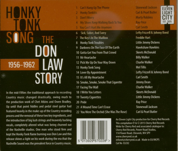 Honky Tonk Song - The Don Law Story 1956-62 (CD)