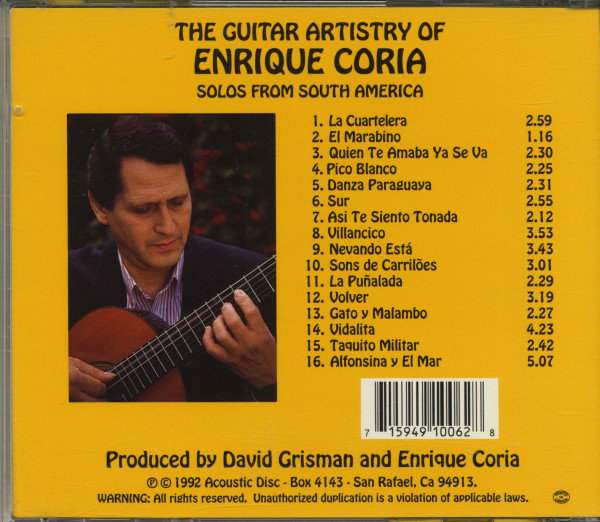 The Guitar Artistry Of Enrique Coria - Solos From South America (CD)