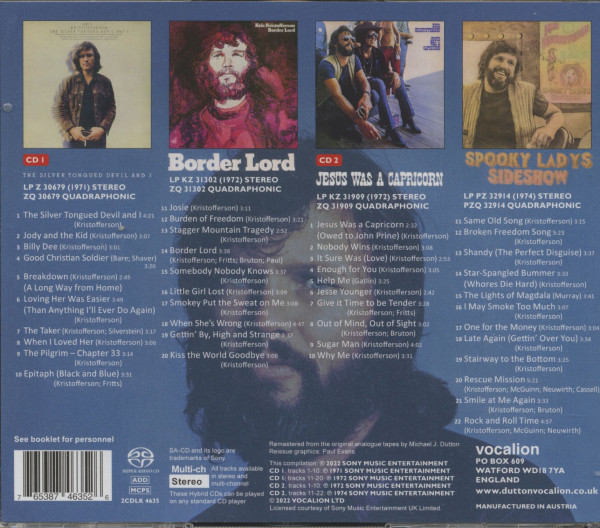 The Silver Tongued Devil And I - Border Lord - Jesus Was A Capricorn - Spooky Lady's Sideshow (2-CD)