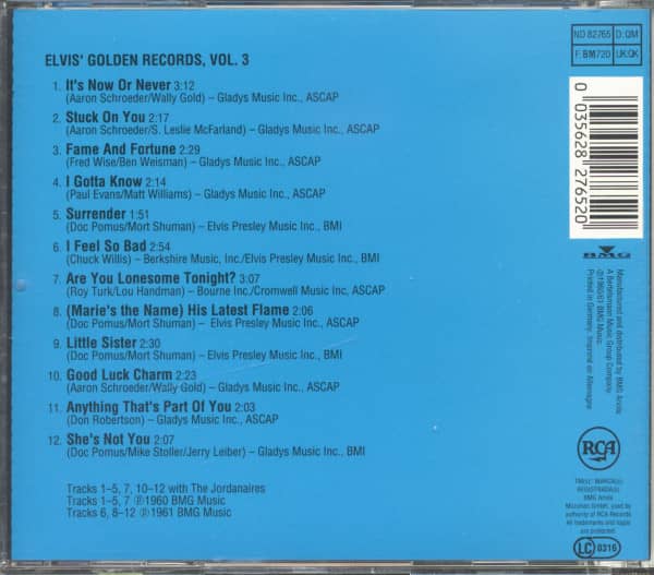 Elvis' Golden Records Volume 3 (CD)