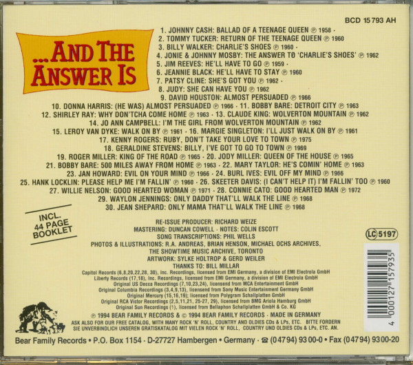 Vol.3, Great Answer Discs And Their Original Versions - Country