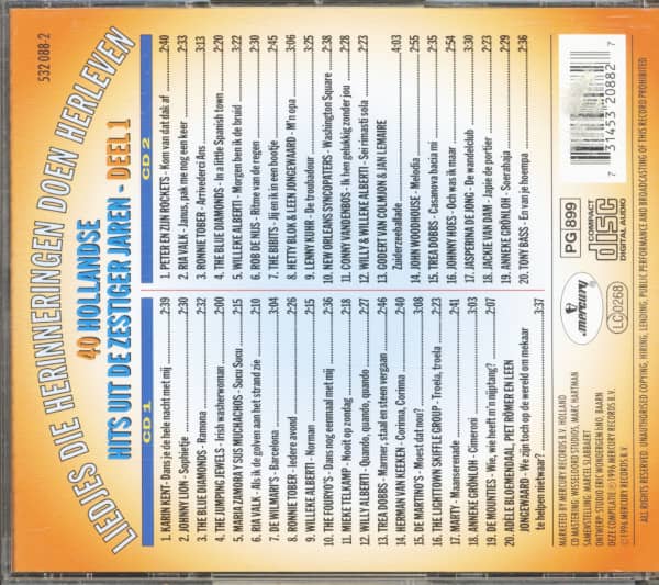 Liedjes Die Herinneringen Doen Herleven - 40 Hollandse Hits Uit De Zestiger Jaren - Deel 1 (2-CD)