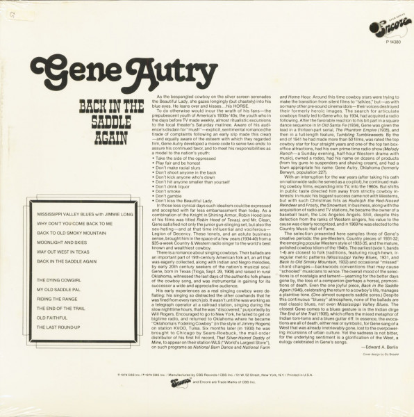 Back In The Saddle Again (LP)