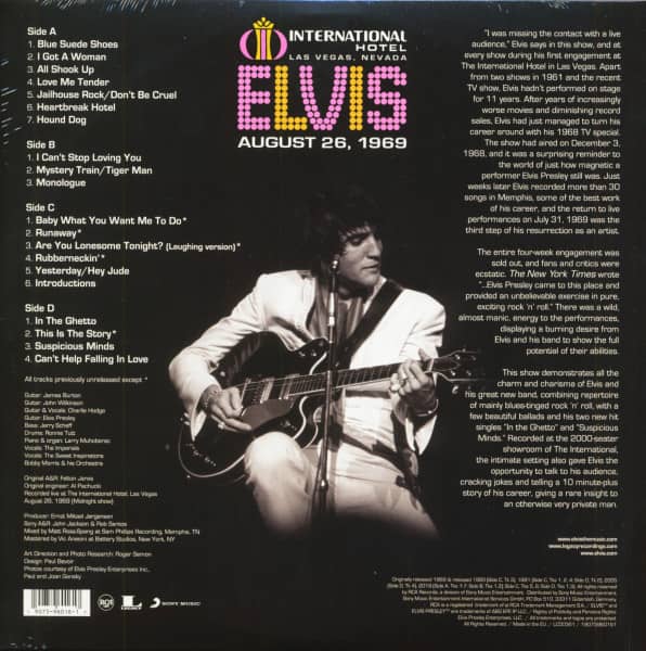 The International Hotel, Las Vegas, Nevada, August 26,1969 (2-LP)