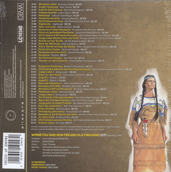 Winnetou und sein Freund Old Firehand - Original Motion Picture Soundtrack (LP, 180g colored Vinyl, Ltd.)
