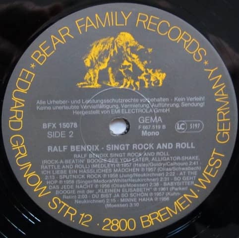 Ralf Bendix singt Rock'n & Roll (LP)