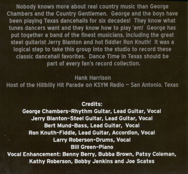 George Chambers And The Country Gentlemen - Dance Time In Texas (CD)