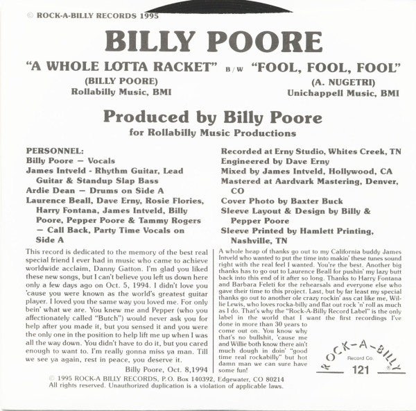 A Whole Lotta Racket - Fool Fool Fool (7inch, 45rpm)