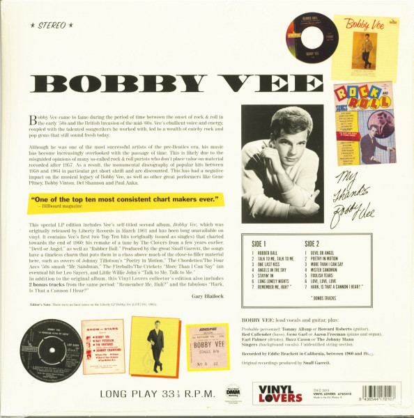 Bobby Vee (LP, 180g Vinyl, Ltd.)