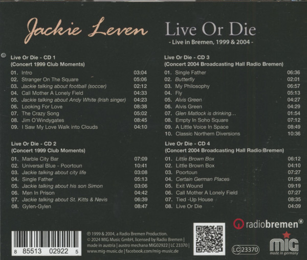 Live Or Die - Live in Bremen 1999 & 2004 (4-CD)