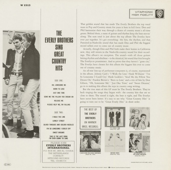 The Everly Brothers Sing Great Country Hits (LP, German Pressing)