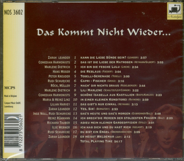 Das kommt nicht wieder... (CD)