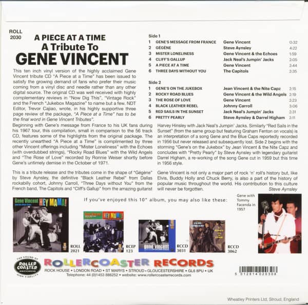 A Piece At A Time - A Tribute To Gene Vincent (LP, 10inch)