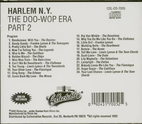Harlem New York - The Doo-Wop Era Vol.2 (CD)