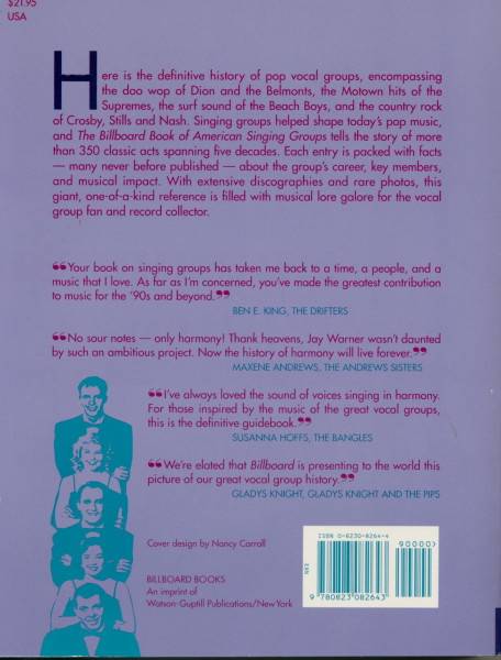 The Billboard Book of American Singing Groups - A History 1940-1990 by Jay Warner (PB)