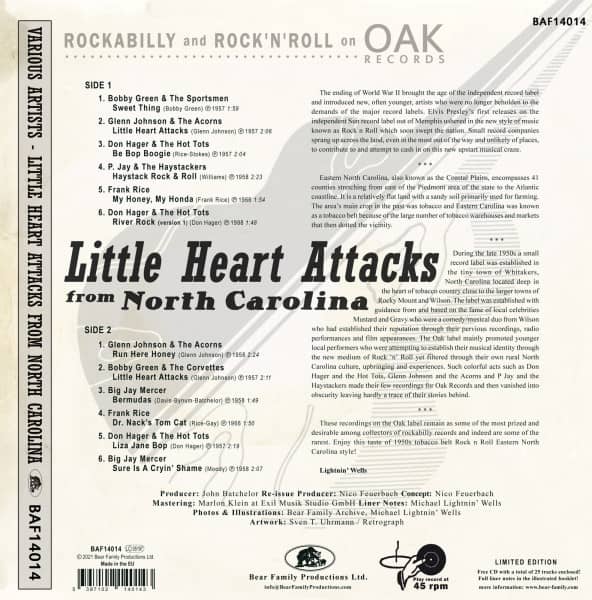 Little Heart Attacks From North Carolina -Rockabilly and Rock 'n' Roll on Oak Records (LP, 10inch & CD, Ltd, 45rpm)