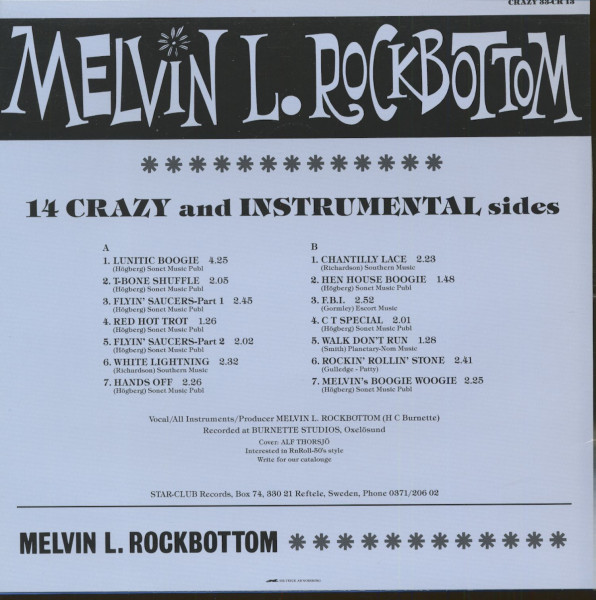 Melvin L. Rockbottom - Lunatic Boogie (LP)