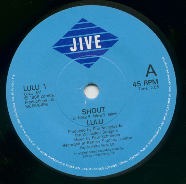 Shout Brand New 1986 Re-Recording (7inch, 45rpm, SC, PS)