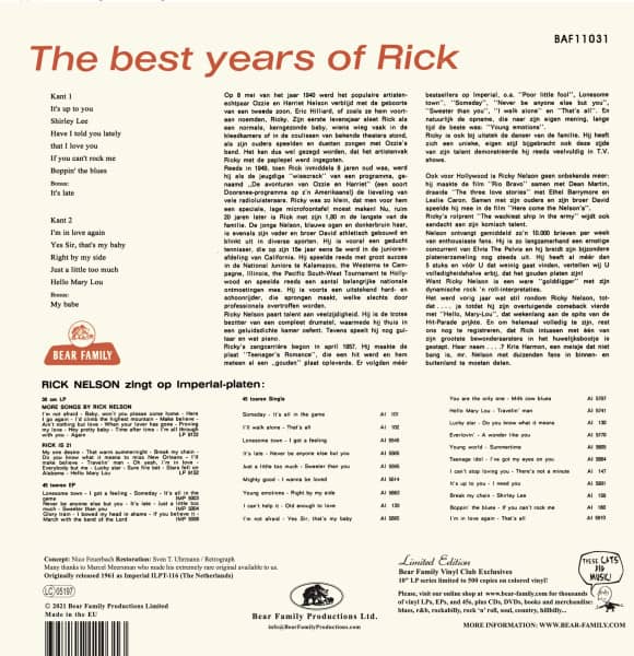 The Best Years Of Rick (LP, 10inch, Ltd.)