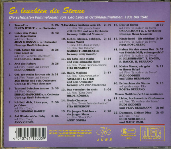 Es leuchten die Sterne - Die schönsten Filmmelodien von Leo Leux 1931-42 (CD)