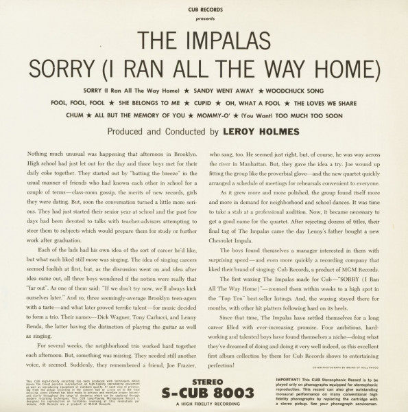Sorry (I Ran All The Way Home) (LP)