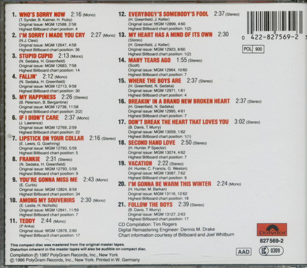 The Very Best Of Connie Francis - Connie's 21 Biggest Hits (CD)