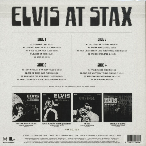 Elvis At Stax (2-LP, 180g, Colored Viny, Ltd.)