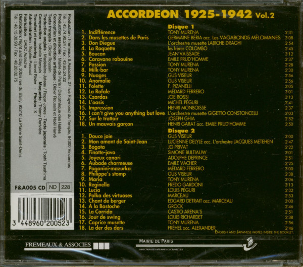 Accordeon - Musette, Swing, Paris 1925-1942 - Vol. 2 (2-CD)